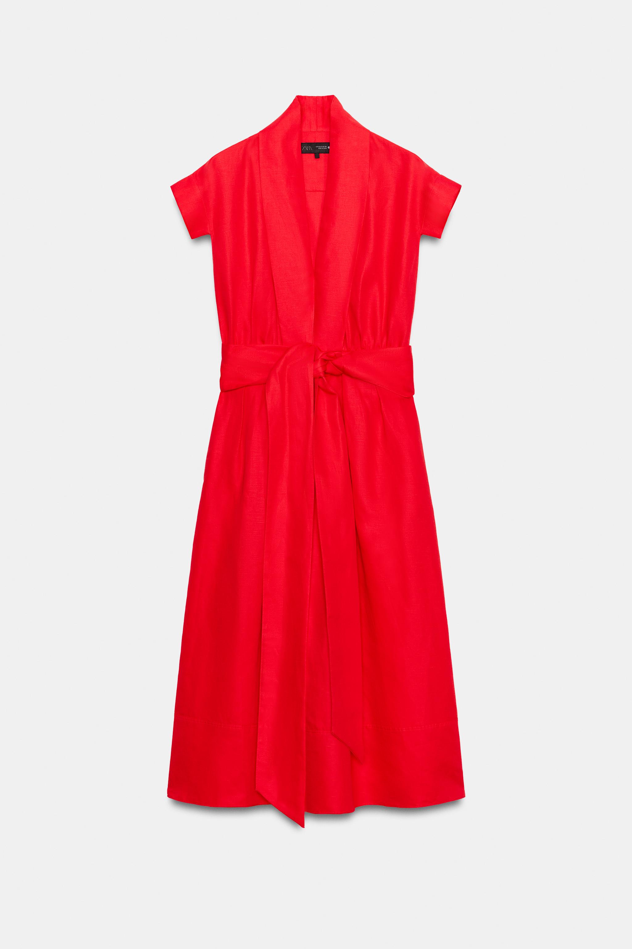 Женские платья Zara ZW COLLECTION MIDI LINEN DRESS — фото 6