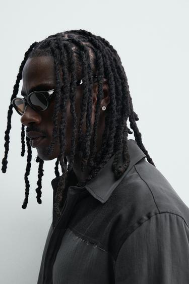 Zara COLORBLOCK FLOWY SHIRT - Dark gray