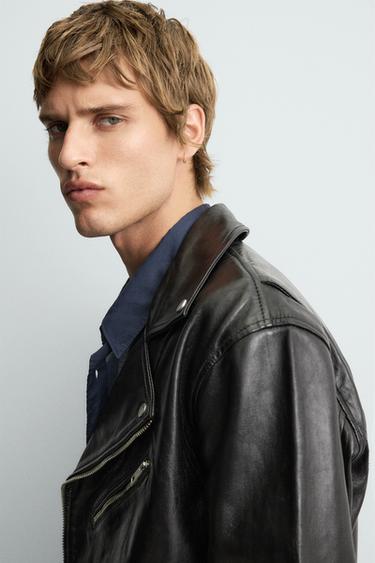 LEATHER BIKER JACKET - Black de Zara - Image 5