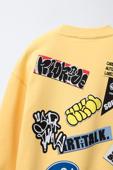 GRAFFITI PRINT SWEATSHIRT - Yellow de Zara - Image 2