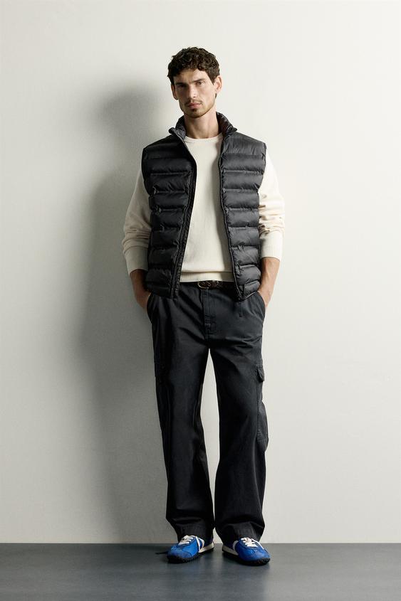 Мужской жилет Zara Lightweight Water Repellent Puffer Vest, цвет: Чёрный