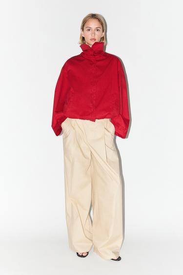 Zara Lightweight cotton jacket with button details - Intense red