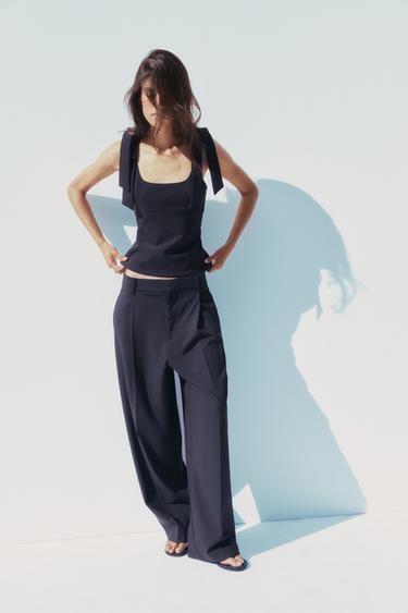 STRETCH TOP WITH BOWS - Black by Zara - Image 0