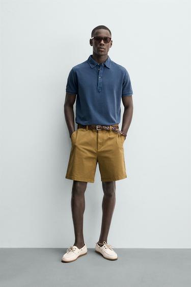 WASHED REGULAR FIT PIQUÉ POLO SHIRT - Blue by Zara - Image 0