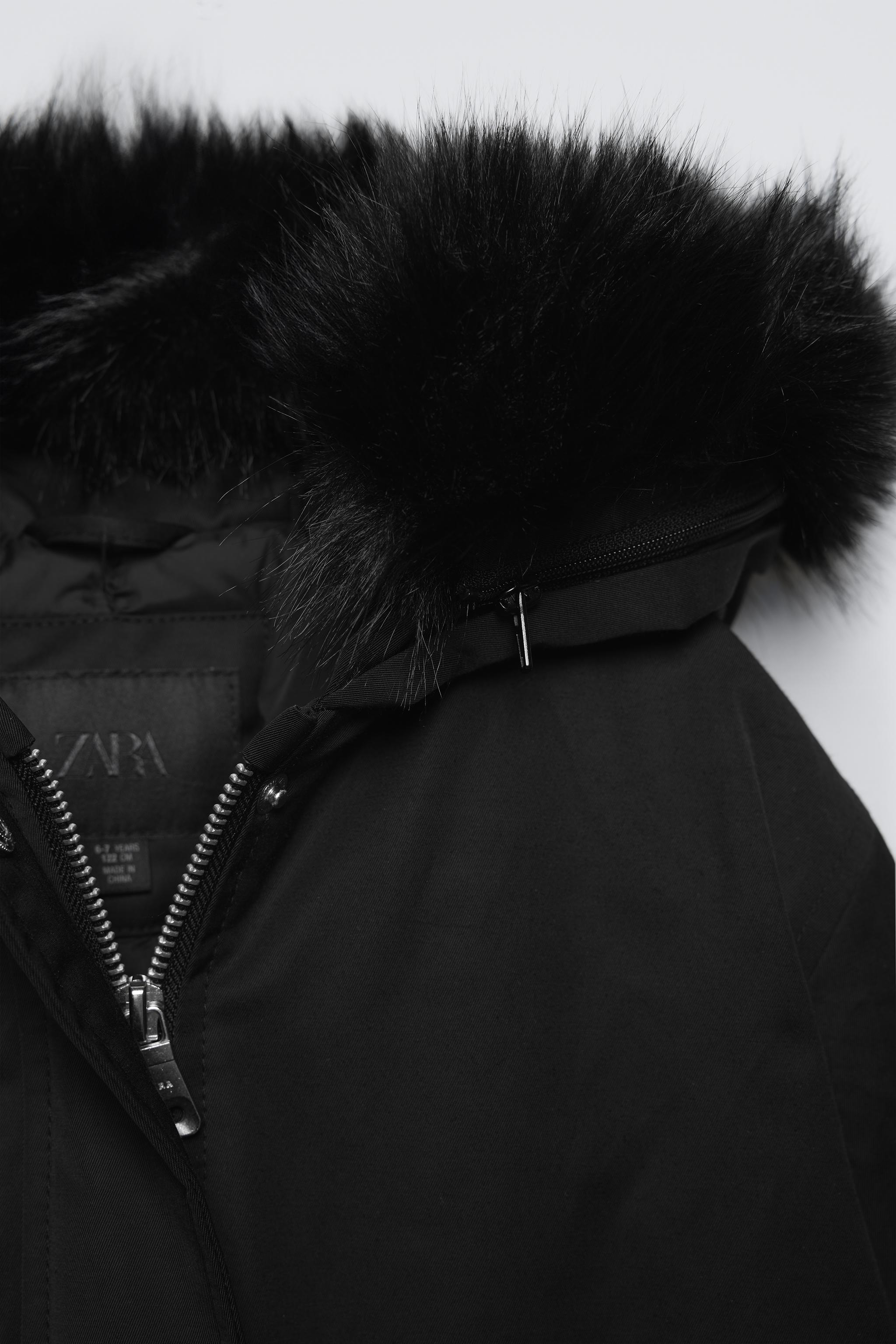 HOODED PARKA WITH FAUX FUR TRIM - Black | ZARA United States HOODED PARKA WITH FAUX FUR TRIM - Black | ZARA United States