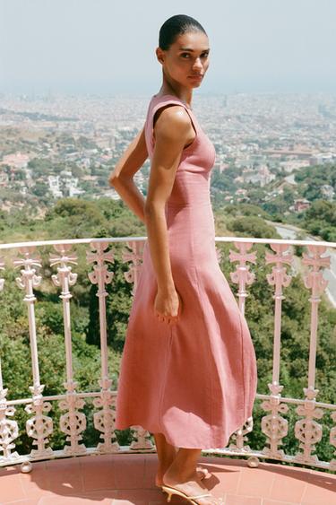ROBE MIDI AVEC LIN - MARSALA de Zara - Image 4