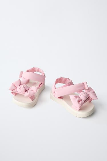 SANDALES MATELASSÉES AVEC NŒUD - Rose de Zara - Image 2
