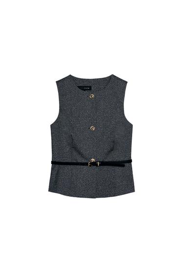 MARLED WAISTCOAT WITH BELT - Grey marl by Zara