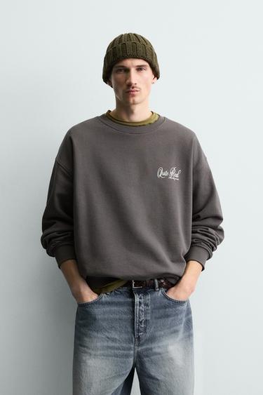 SUDADERA CREWNECK ESTAMPADO - Gris antracita de Zara