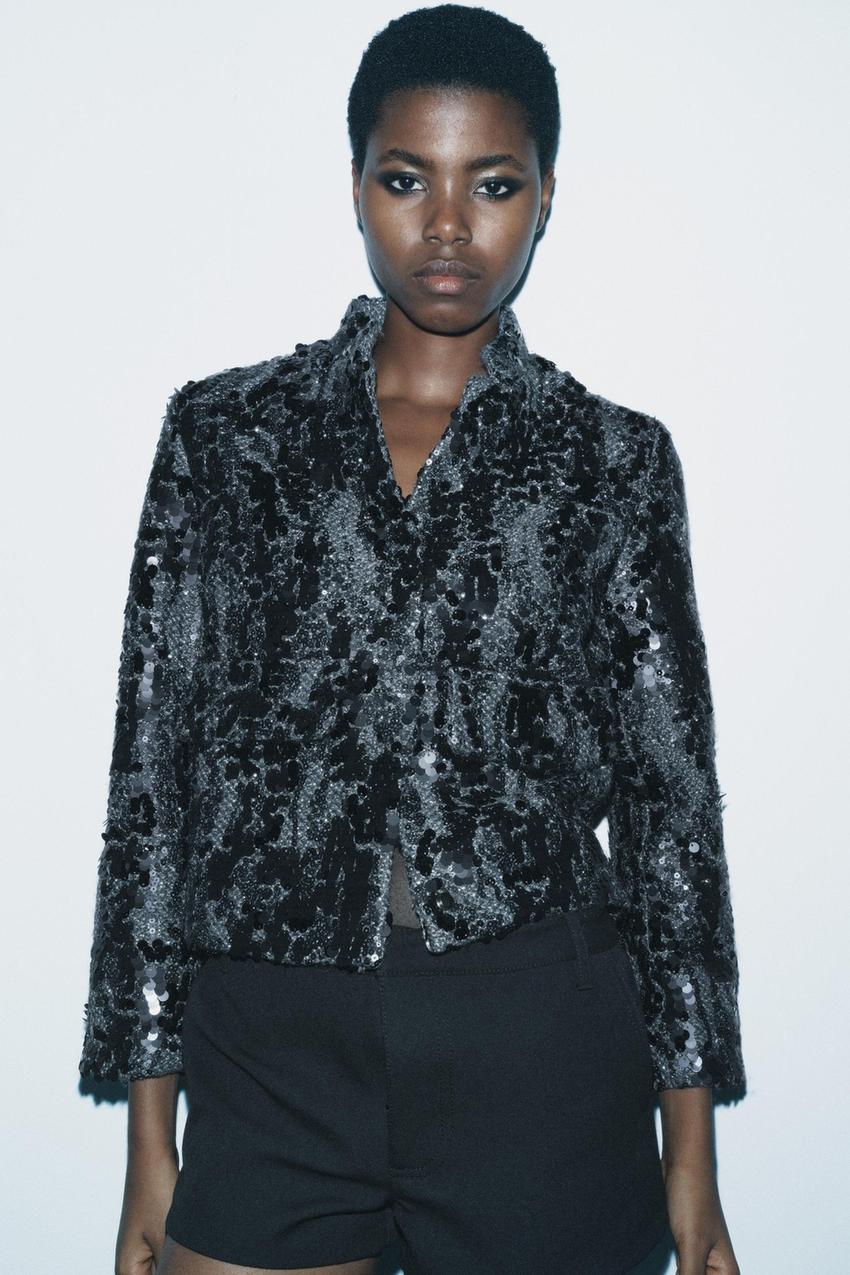 ZW COLLECTION スパンコールジャケット - グレー | ZARA Japan / 日本