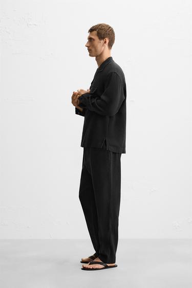 PANTALON LIN ET COTON - Noir de Zara - Image 3