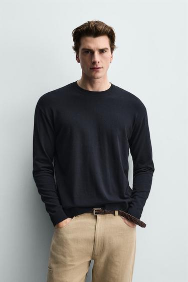 SUÉTER COM ESTRUTURA SOFT - Azul-marinho da Zara