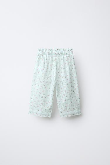 FLORAL PRINT SWISS EMBROIDERED CULOTTES - Sea green by Zara - Image 1