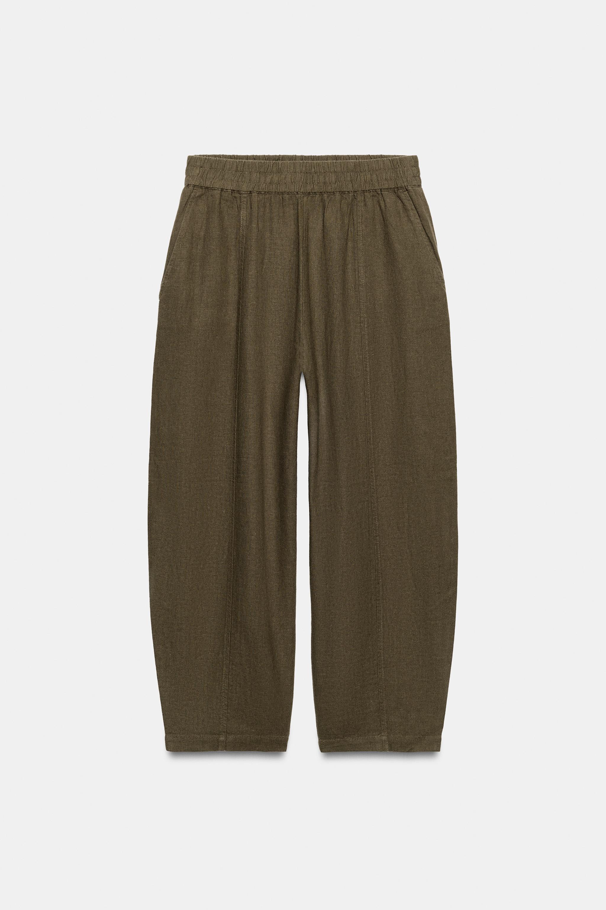 Zara Keten Barrel Pantolon görsel 7