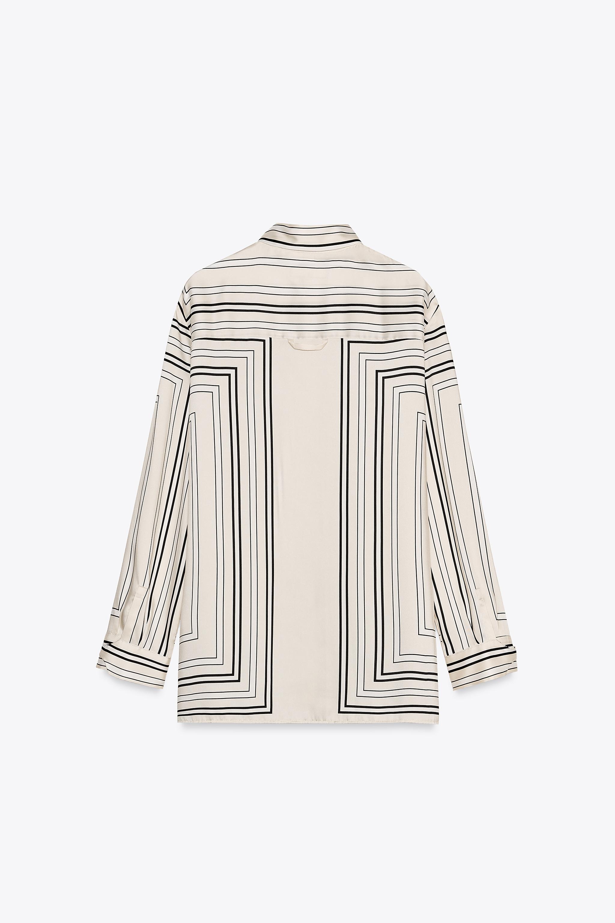 トップス ZW COLLECTION SLIM FIT PRINTED SHIRT ZARA WOMEN SIZE XS, S, M, PRINTED SHIRT ZW COLLECTION WHITE