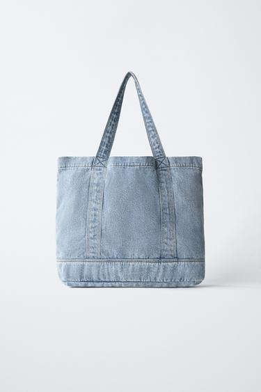 EMBROIDERED DENIM TOTE BAG - Blue by Zara - Image 4