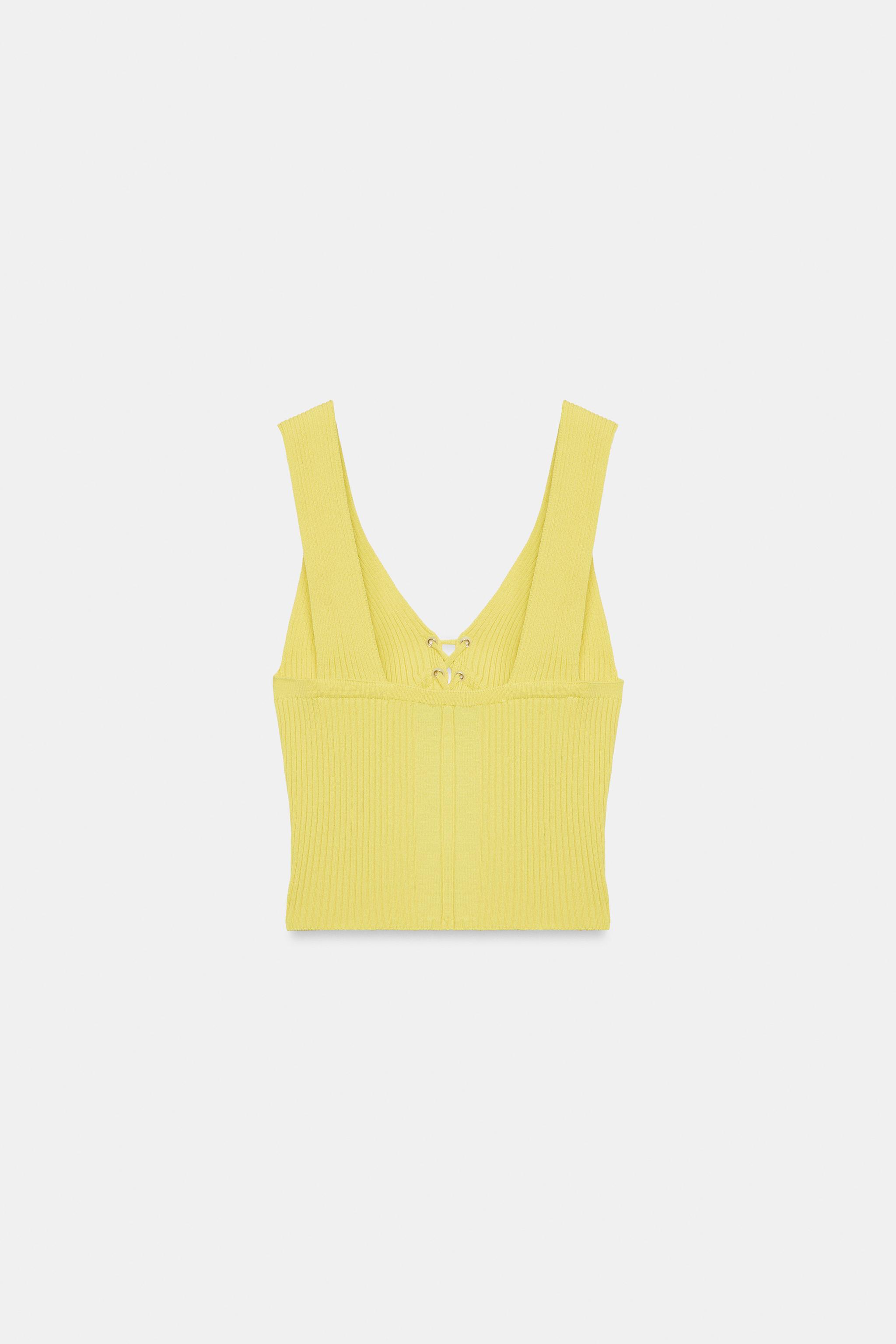 RIB KNIT CORSET TOP - Yellow | ZARA United States