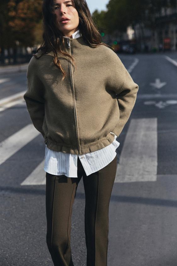 ELASTICATED HEM CARDIGAN - Greenish by Zara - Image 0
