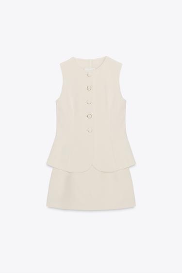 VEST PLAYSUIT - Ecru by Zara