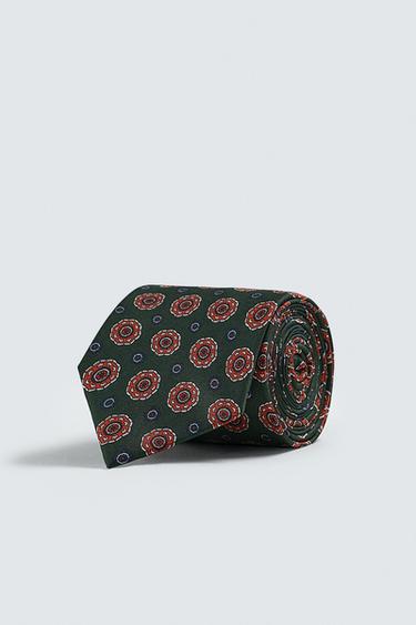 CORBATA JACQUARD GEOMÈTRIC 100% SEDA - Verd de Zara