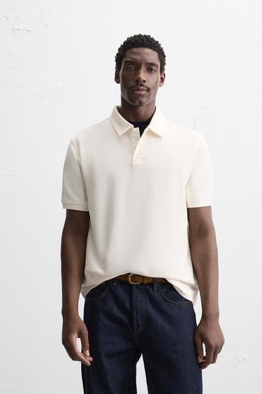 TEXTURED POLO SHIRT - Oyster-white by Zara