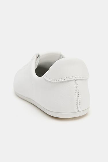 LEATHER SNEAKERS - White by Zara - Image 4