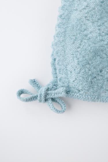 CUTWORK KNIT BONNET - Pastel blue by Zara - Image 2