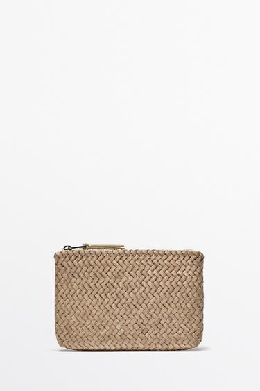 Zara Braided nappa leather pouch bag - Ecru - Image 0