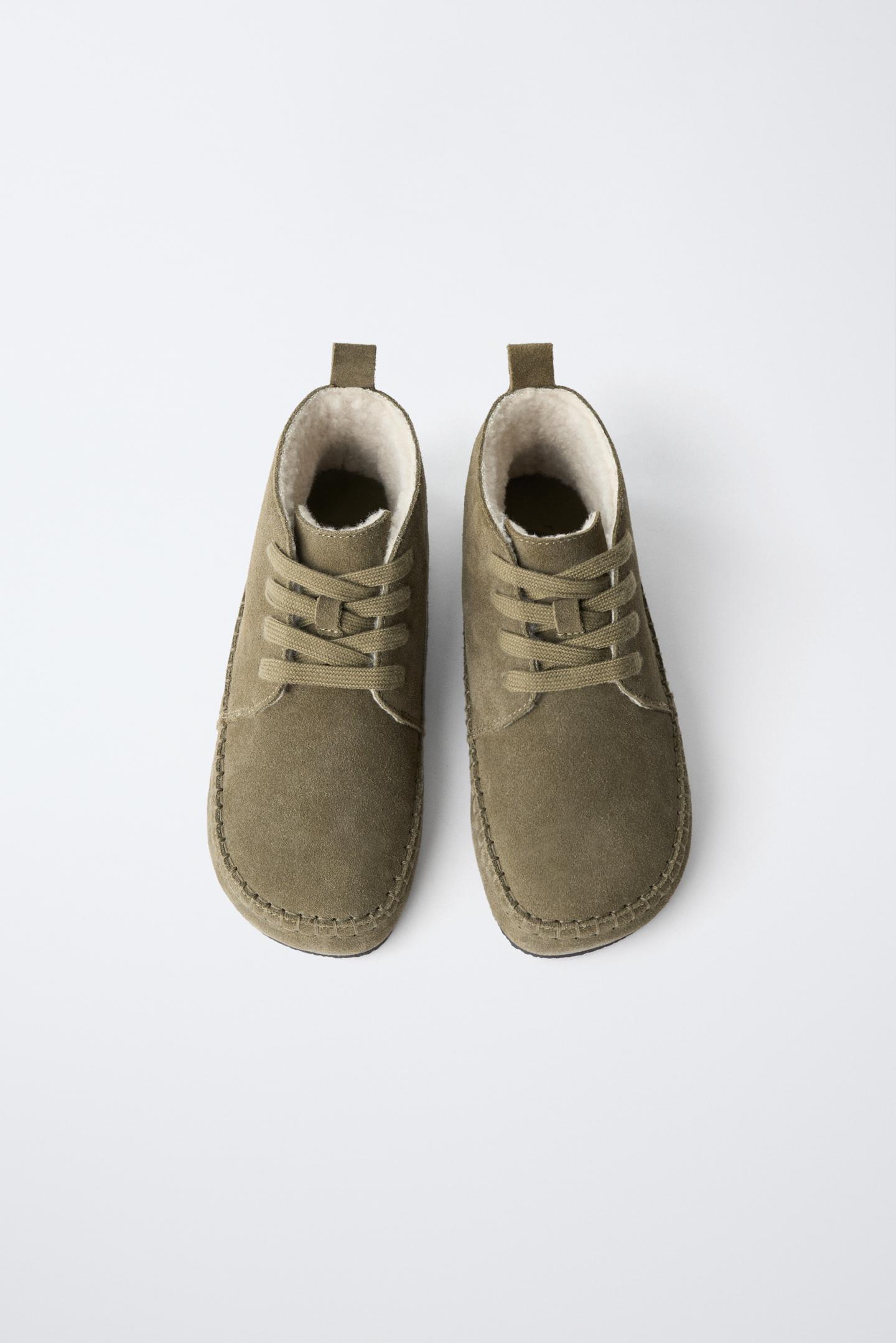 Детские ботинки Zara Leather Barefoot Ankle, цвет: Зелёный — фото 10