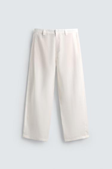 FLOWING TROUSERS WITH SIDE PLEATS - White by Zara - Image 7