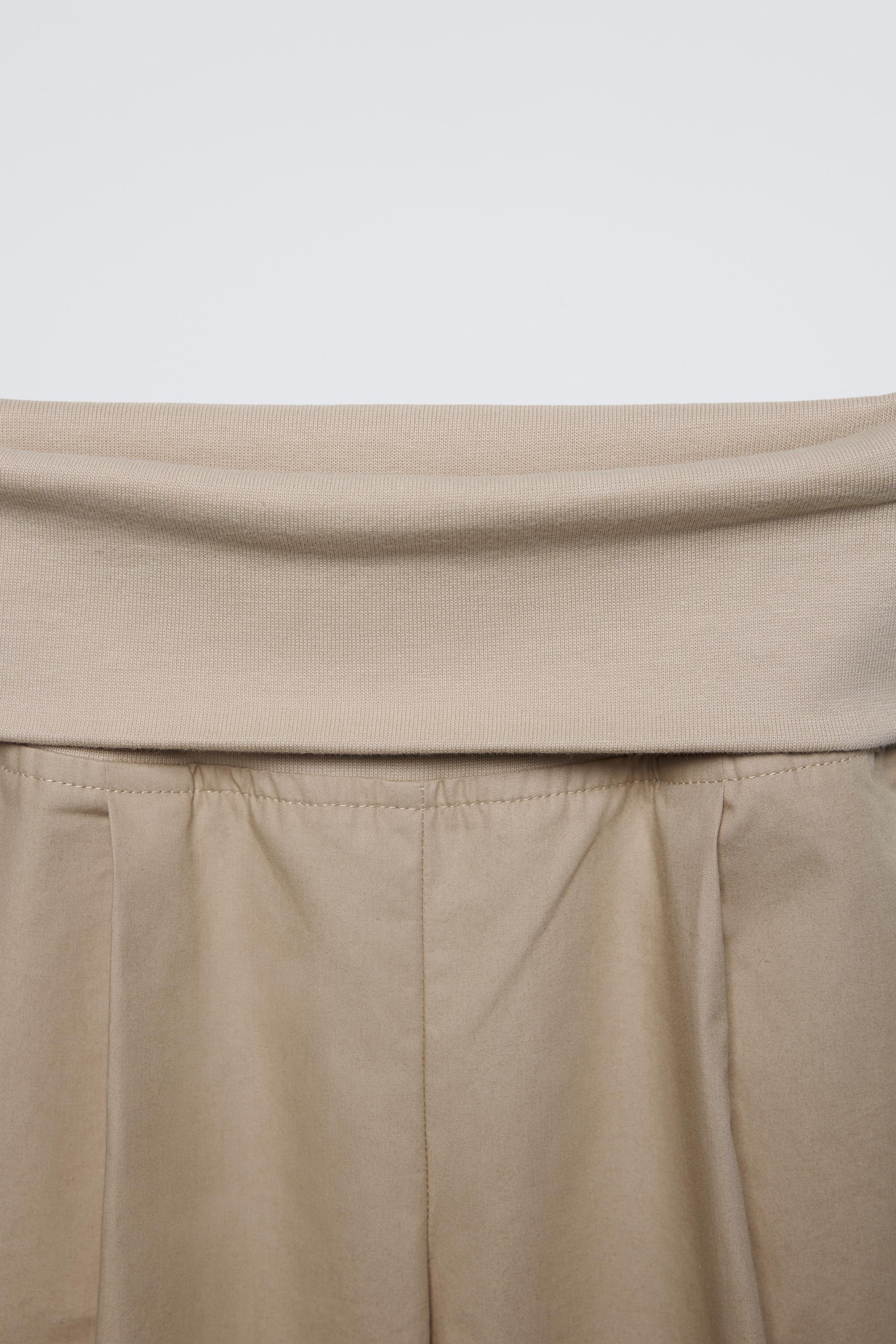 PANTALON EN POPELINE AVEC TAILLE CÔTELÉE