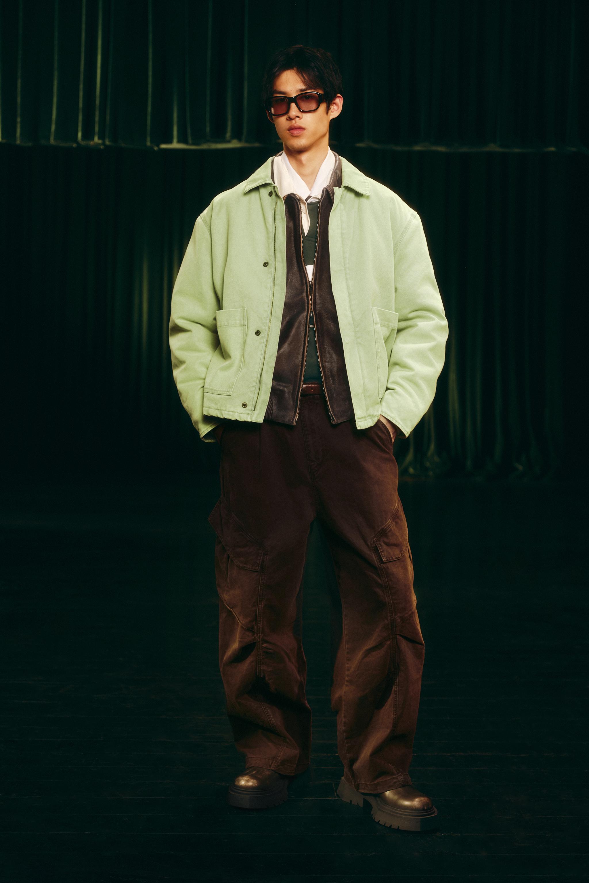 ウォッシュド リラックスフィットジャケット - ライトグリーン | ZARA