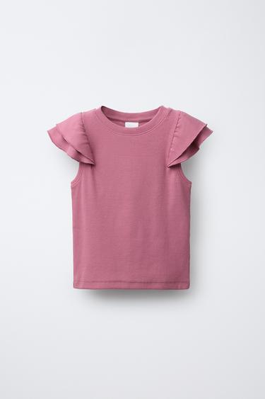 CAMISETA RIB VOLANTES - Rosa de Zara