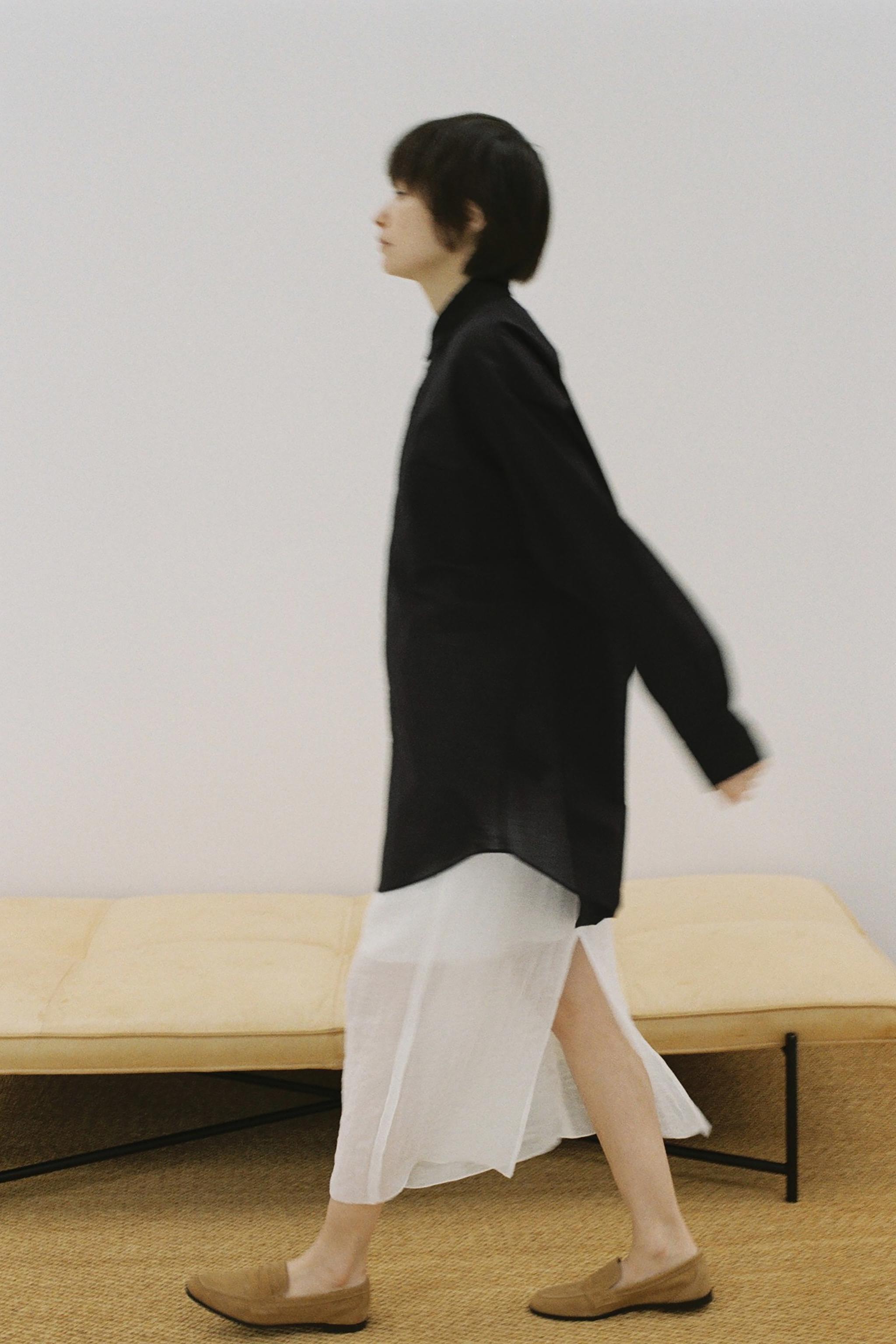 ZW COLLECTION セミシースルミディ丈スカート - オフホワイト
