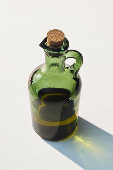 ÖLFLASCHE AUS GLAS MIT KORKEN - Grün von Zara