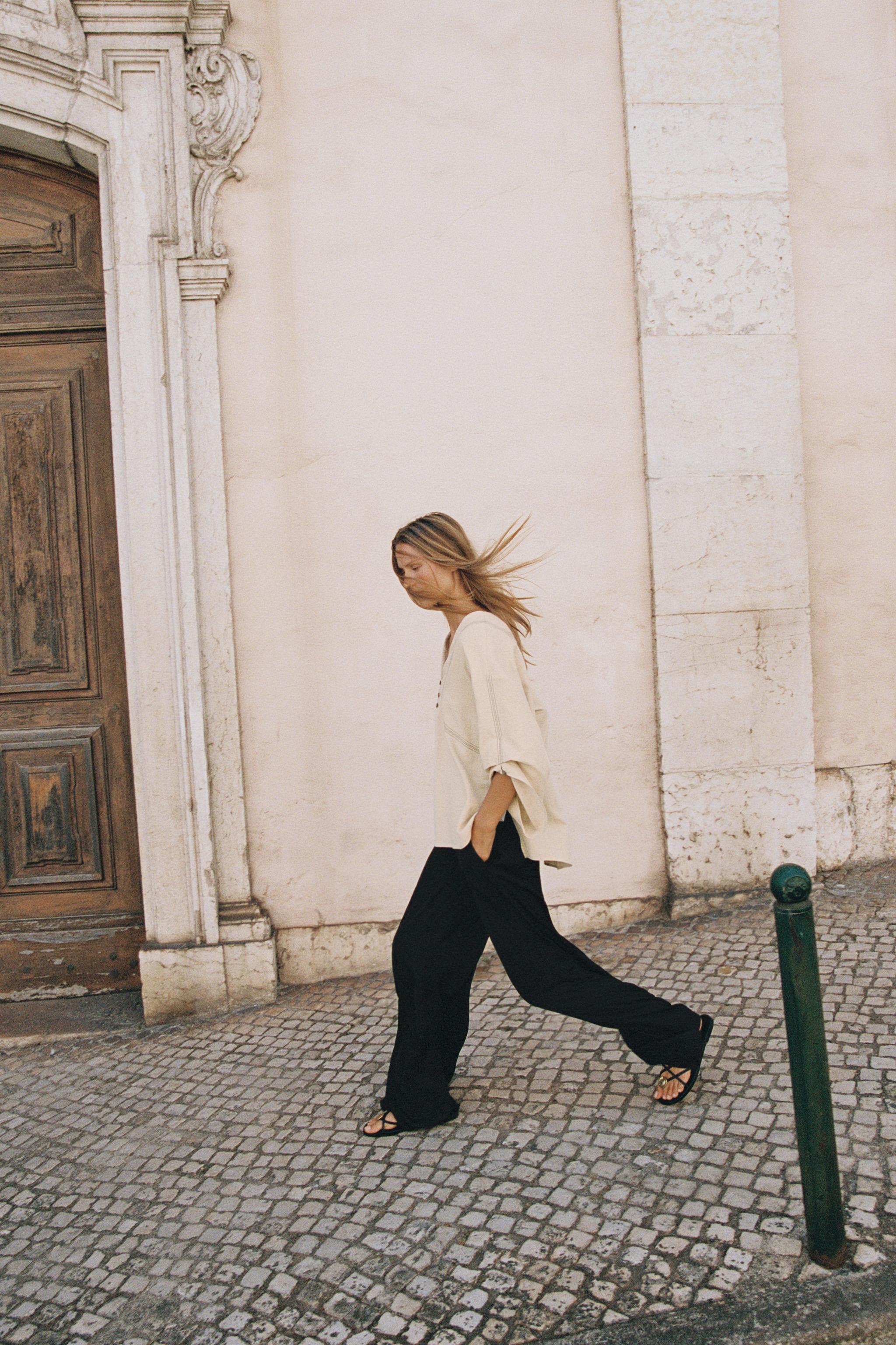 Женские брюки Zara FLOWY WIDE LEG PANTS
