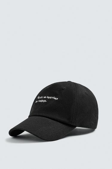 Zara CONTRAST EMBROIDERY CAP - Black