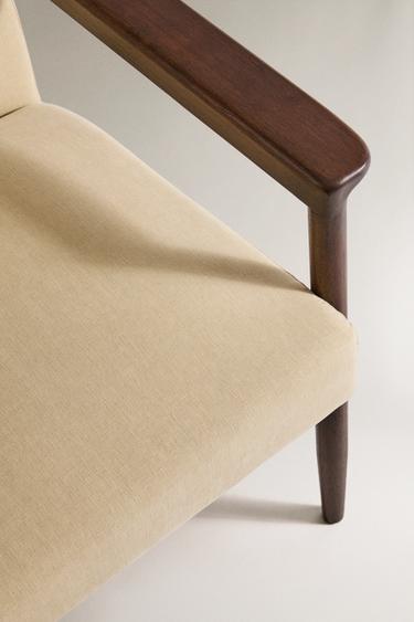 FAUTEUIL EN BOIS ET LIN - Beige foncé de Zara - Image 1