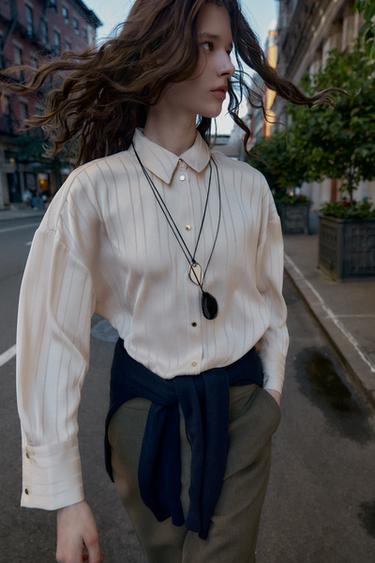 OVERSIZE STRIPED SHIRT - Ecru by Zara