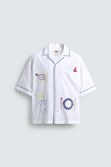 CONTRAST EMBROIDERY SHIRT - White by Zara