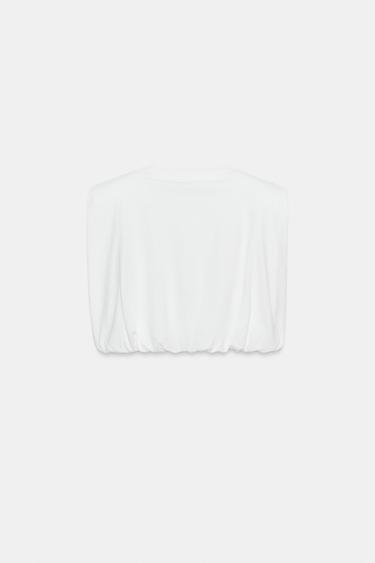 TOP BOULE À ÉPAULETTES - Blanc de Zara - Image 10