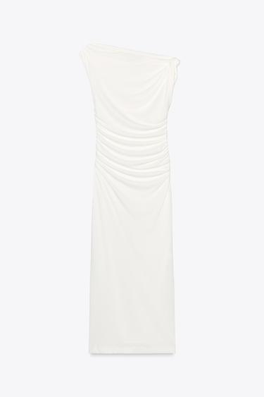 ASYMMETRIC MIDI DRESS - White by Zara - Image 0