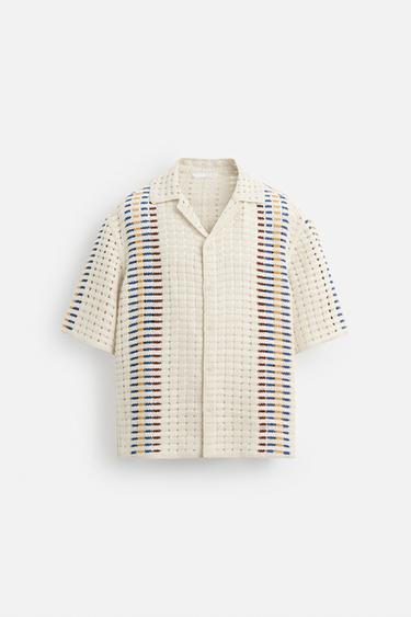 CHEMISE CROCHET RAYURES - Écru de Zara - Image 8