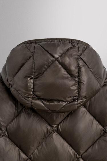 HOODED 100% FEATHER DOWN PUFFER JACKET - Brown by Zara