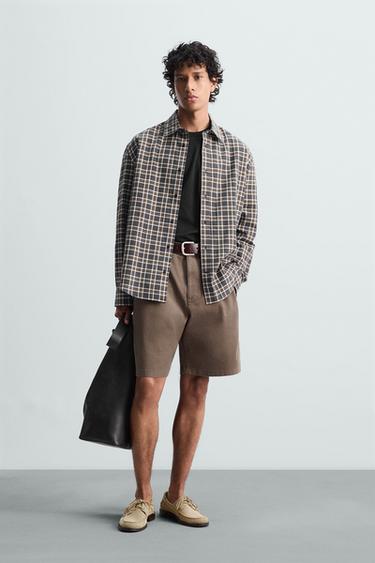 CAMISA RELAXED FIT CUADROS - Gris antracita de Zara - Imagen 0