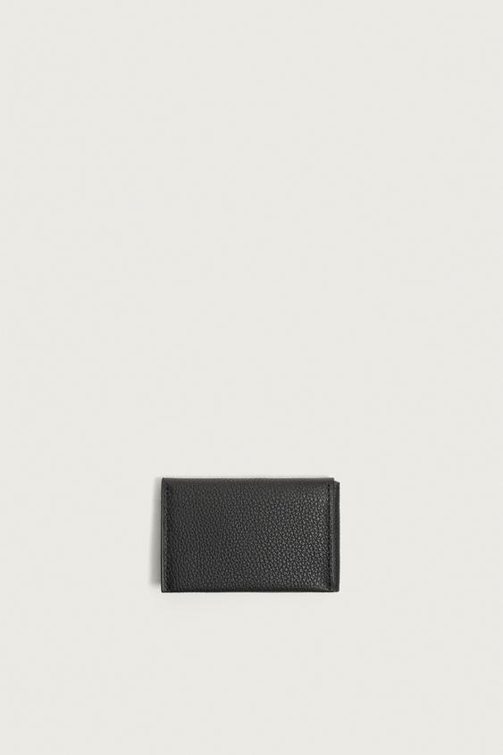 TARJETERO PLEGABLE PIEL - Negro de Zara - Imagen 0