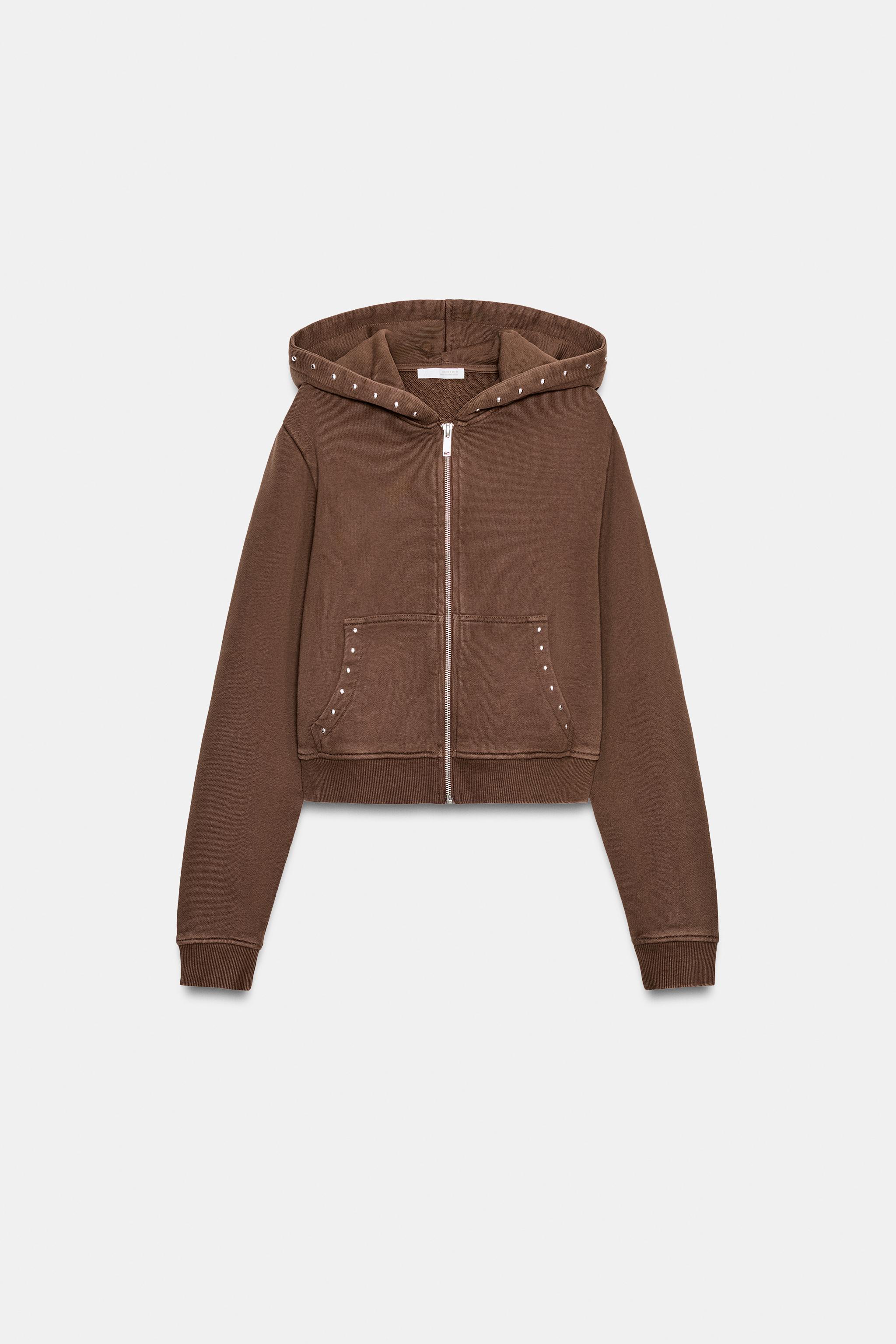 STUDDED HOODIE SWEATSHIRT - Butter | ZARA United States