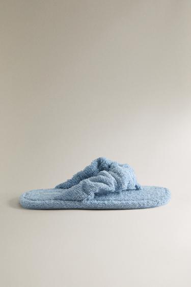 FLAT TERRY SANDALS - Light Blue by Zara - Image 0