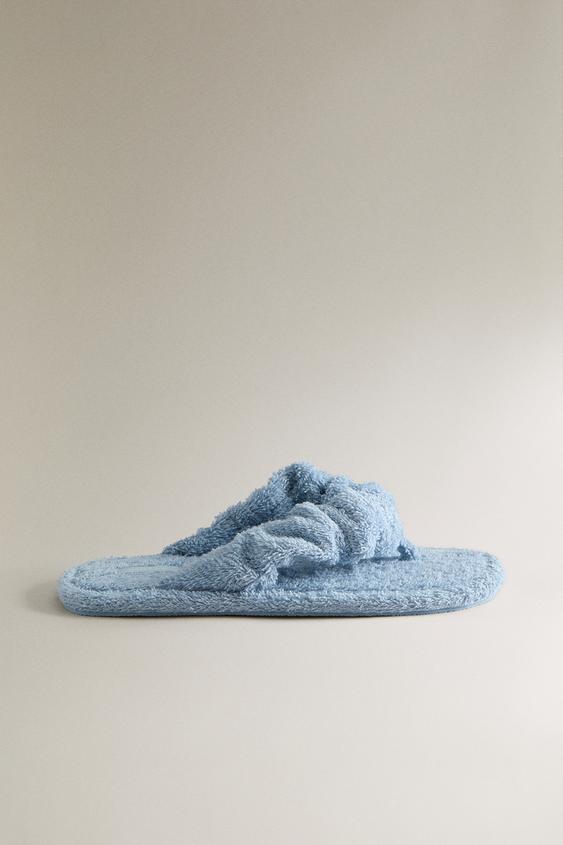 FLAT TERRY SANDALS - Light Blue by Zara - Image 0