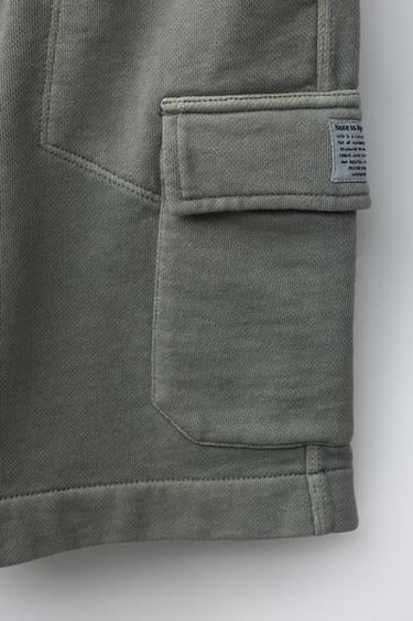 SHORT EN MOLLETON CARGO - vert délavé de Zara - Image 3